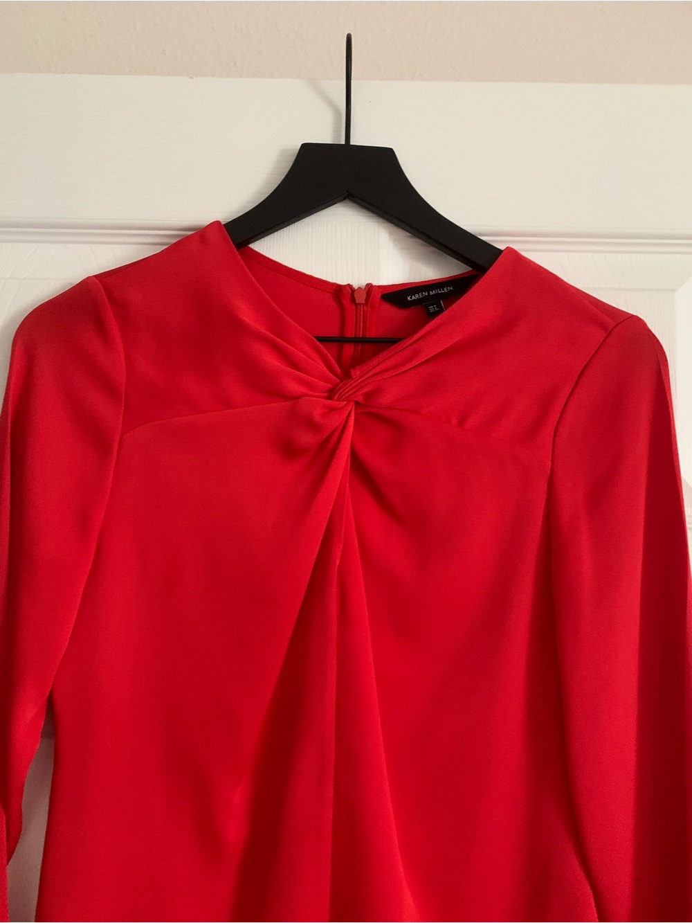 Karen Millen Red Twist-Detail Long Sleeve Blouse - Picture 5 of 7